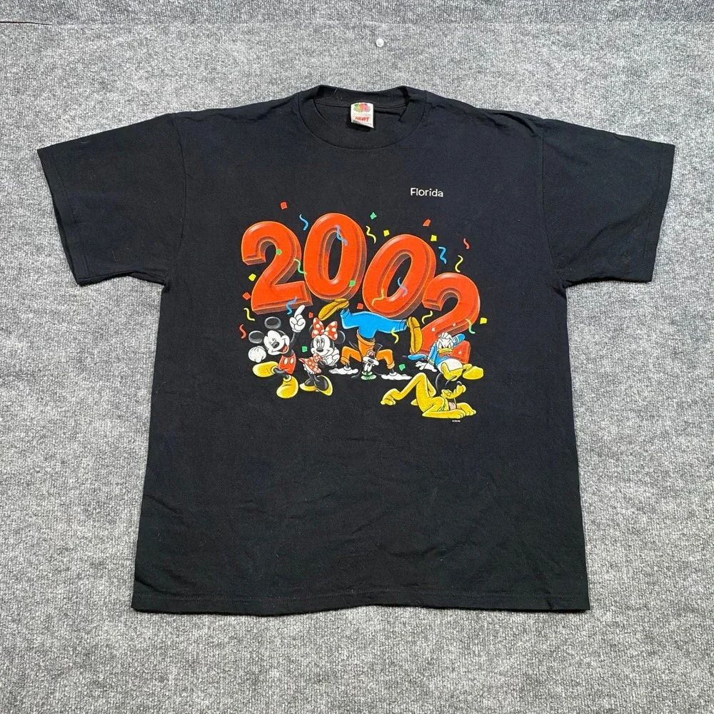 Vintage Disney Florida 2002 Mickey Mouse T Shirt Mens XL Black Fruit of the Loom